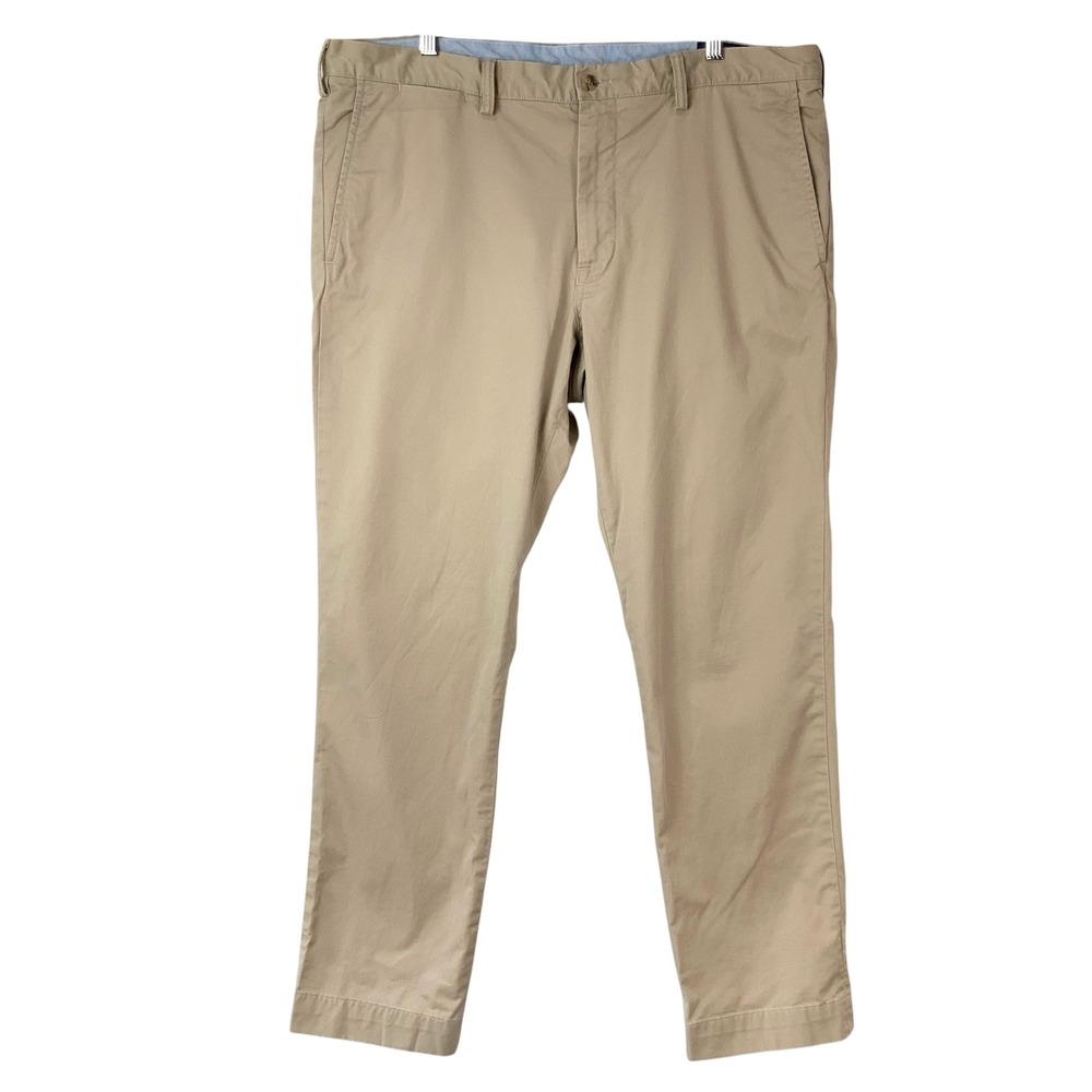 Polo Ralph Lauren Tan Chino Pants 38/30 Button Zip Fly Mid Rise Stretch Slim Fit